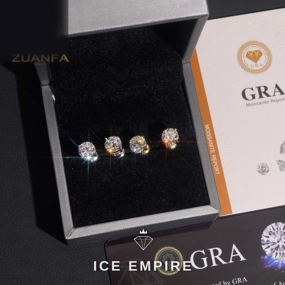 Iced Out 925 Silver Moissanite Stud Earrings