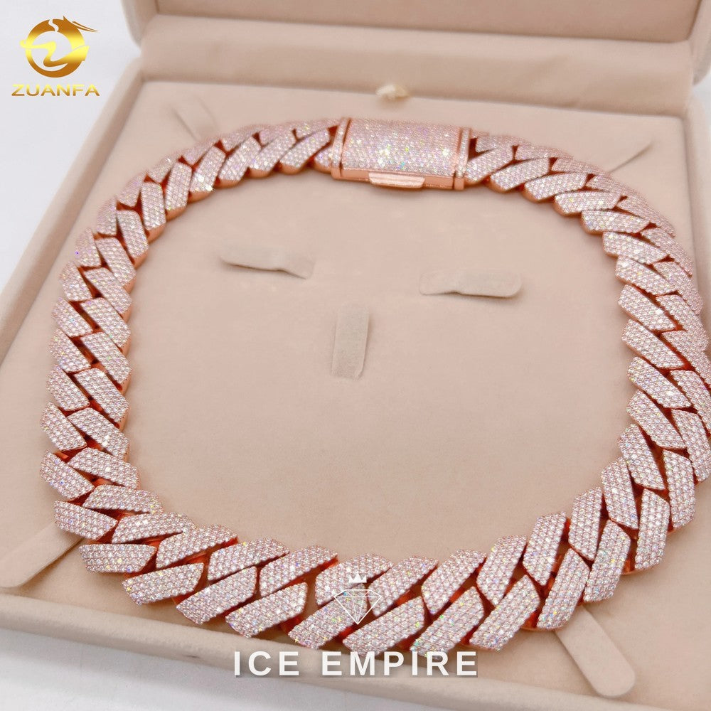Iced Out Rose Gold Plated Moissanite Cuban Chain