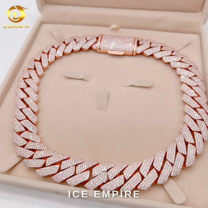 Iced Out Rose Gold Plated Moissanite Cuban Chain