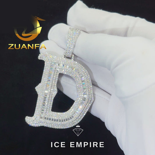 Iced Out Baguette Rose Gold Plated Moissanite Pendant