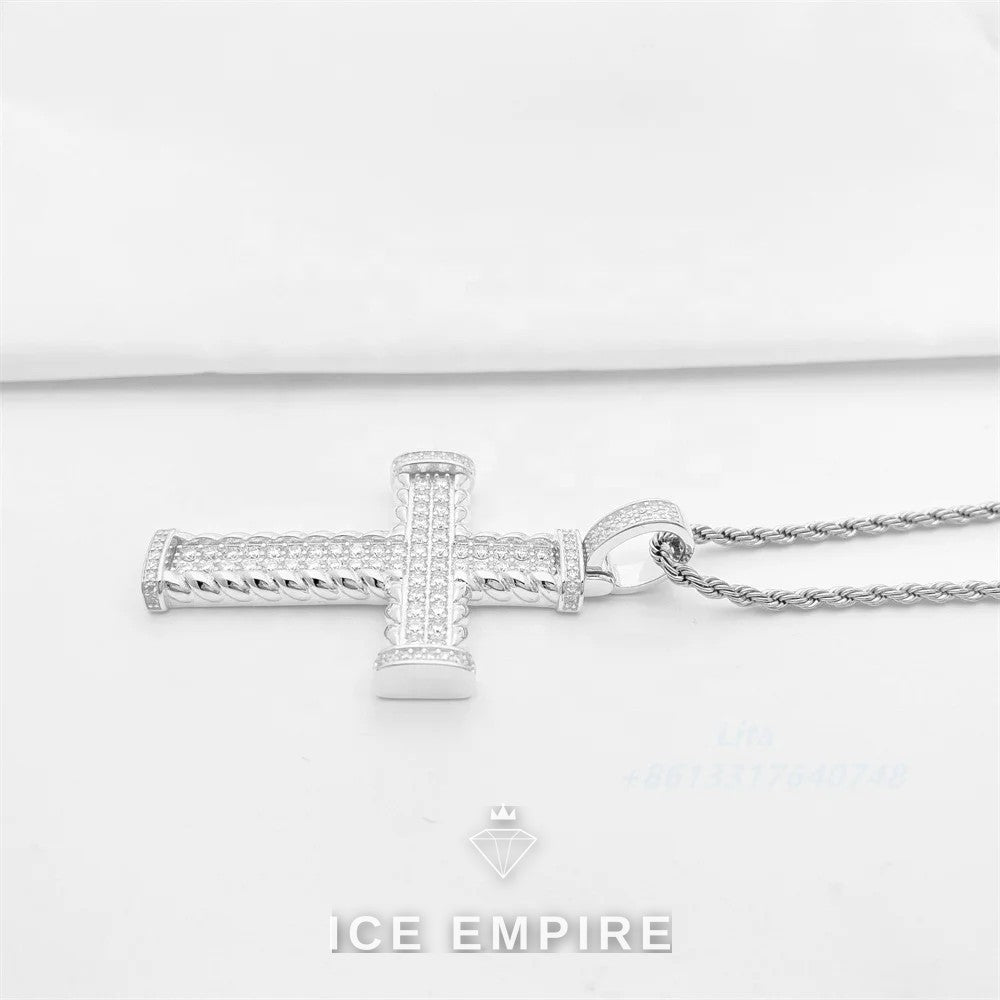 Iced Out Cross 925 Silver Pendant