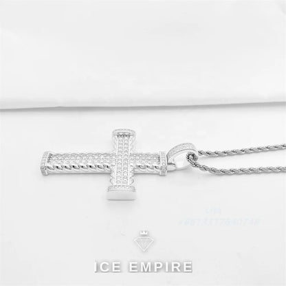 Iced Out Cross 925 Silver Pendant