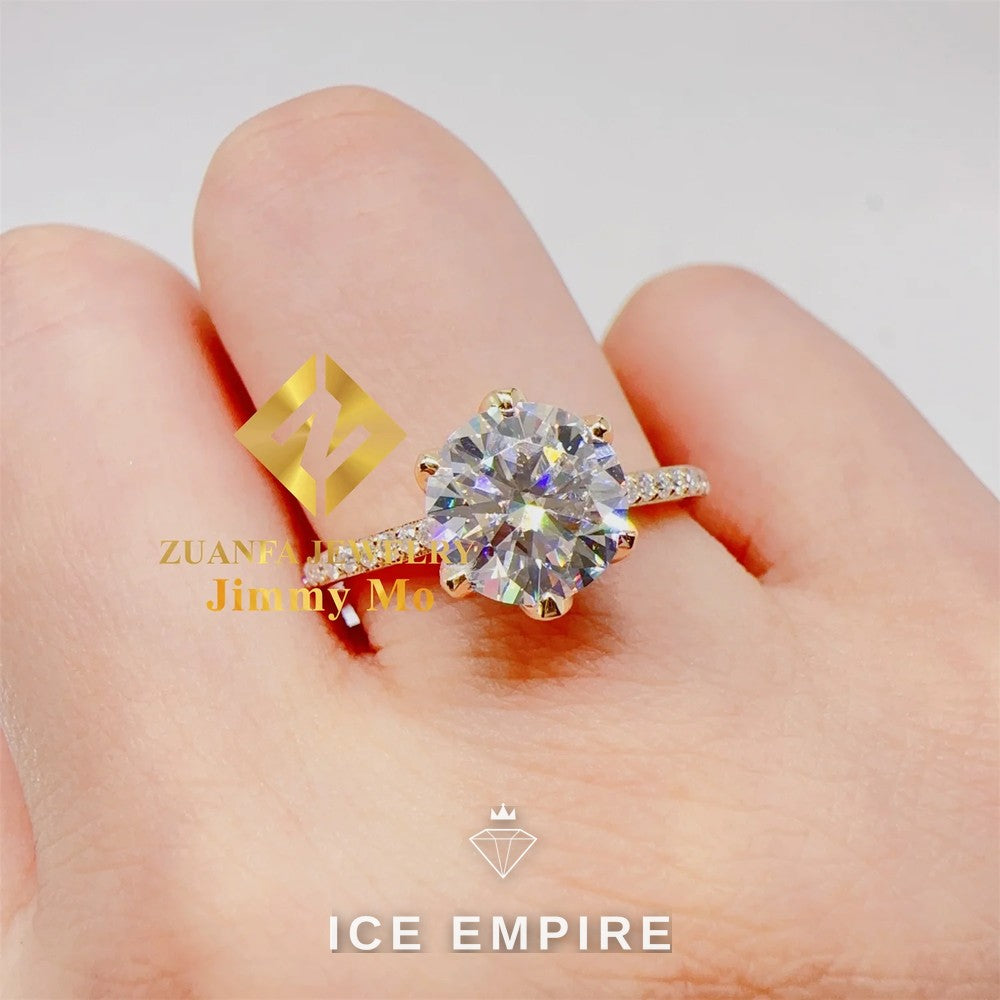Iced Out Baguette 10K Gold Moissanite Engagement Ring