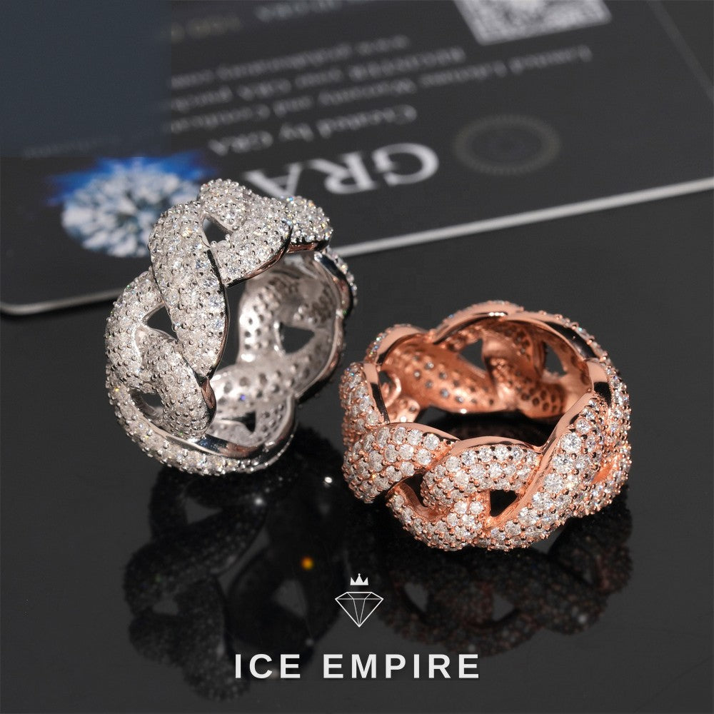 Iced Out Rose Gold Moissanite Cuban Chain
