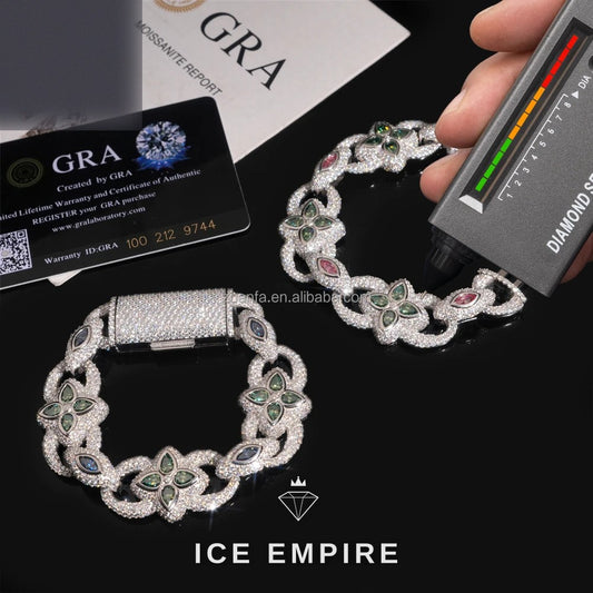 Iced Out 925 Silver Moissanite Cuban Chain