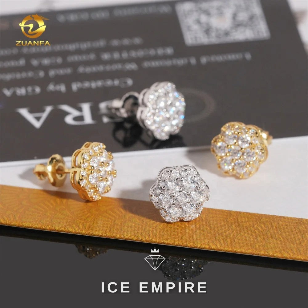 Iced Out 925 Silver Moissanite Earrings