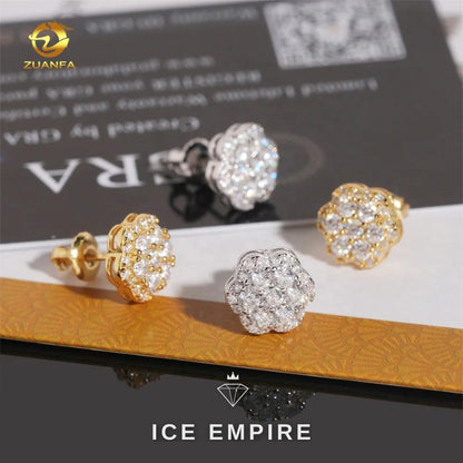 Iced Out 925 Silver Moissanite Earrings