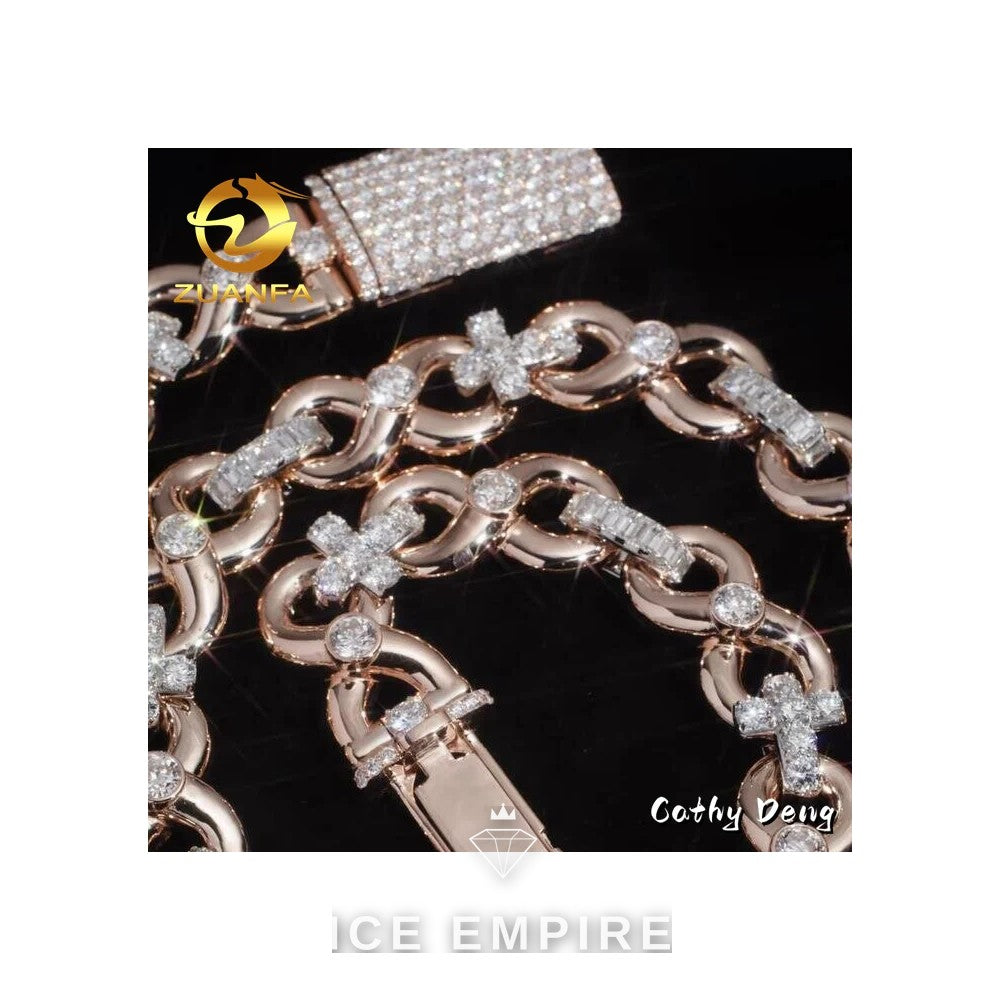 Iced Out Rose Gold Plated Moissanite Cuban Chain