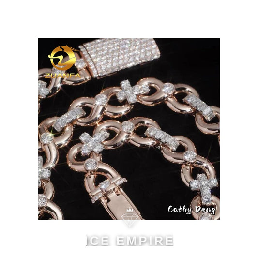Iced Out Rose Gold Plated Moissanite Cuban Chain