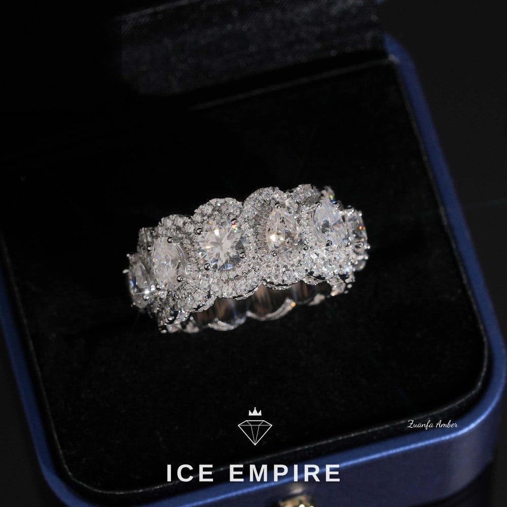 Iced Out Cluster Rose Gold Plated Lab Grown Diamond Ring