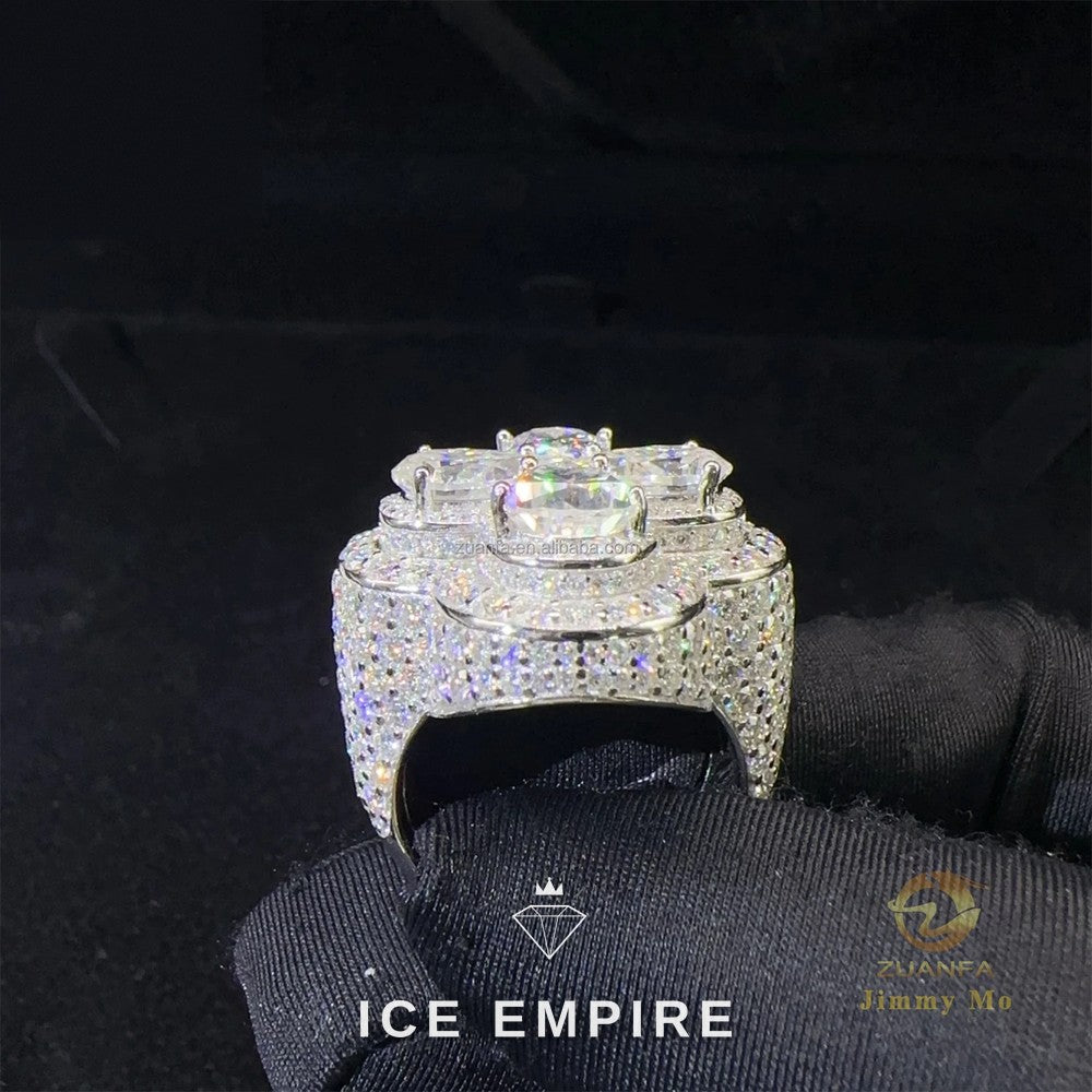 Iced Out Cross 925 Silver Moissanite Ring