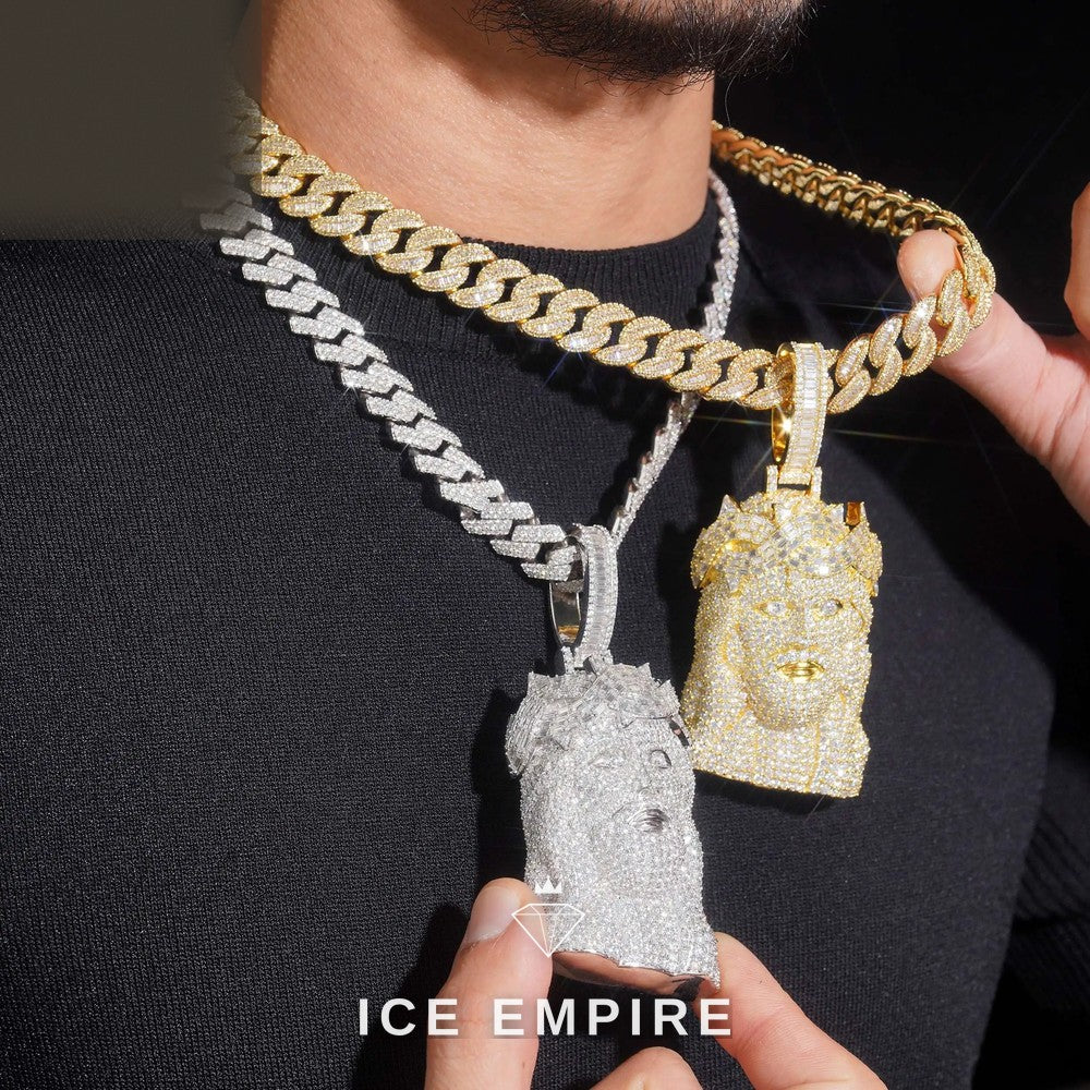 Iced Out Baguette 925 Silver Pendant