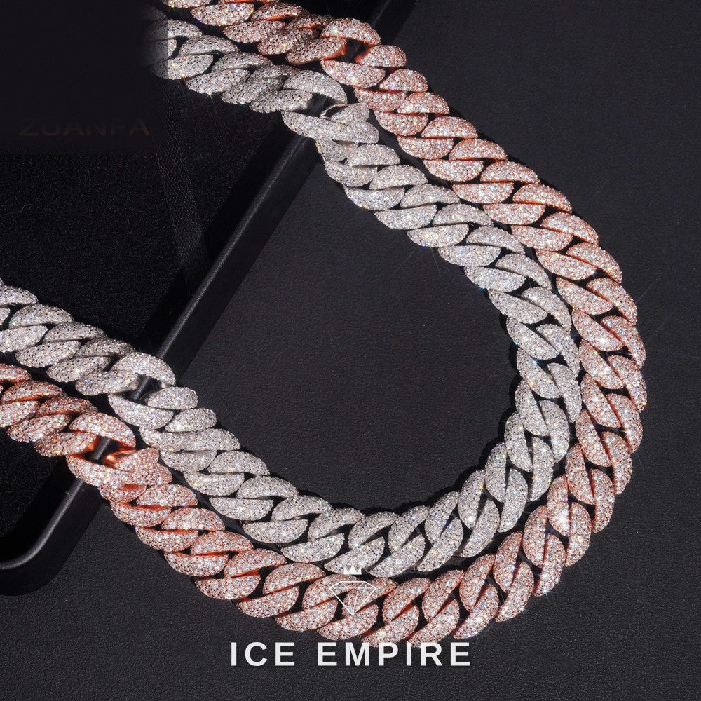 Iced Out Rose Gold Plated Moissanite Cuban Chain