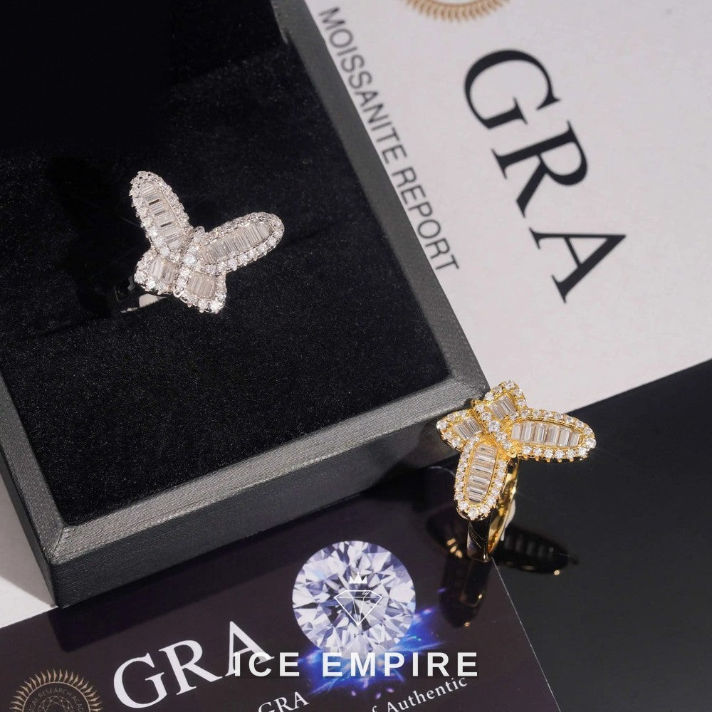 Iced Out Baguette Gold Plated Moissanite Ring