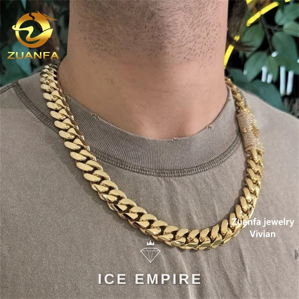 Iced Out Rose Gold Plated Moissanite Cuban Chain