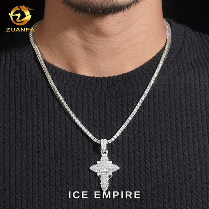 Iced Out Cross Gold Plated Moissanite Pendant