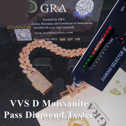 Iced Out Rose Gold Plated Moissanite Cuban Chain