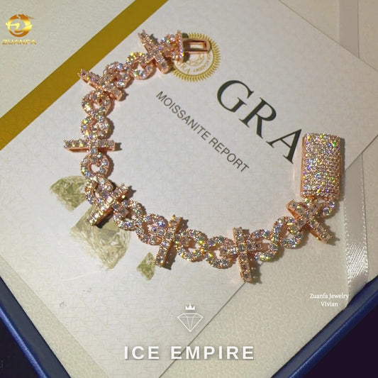 Iced Out Rose Gold Plated Moissanite Cuban Chain