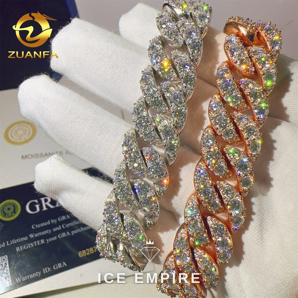 Iced Out 925 Silver Moissanite Cuban Chain