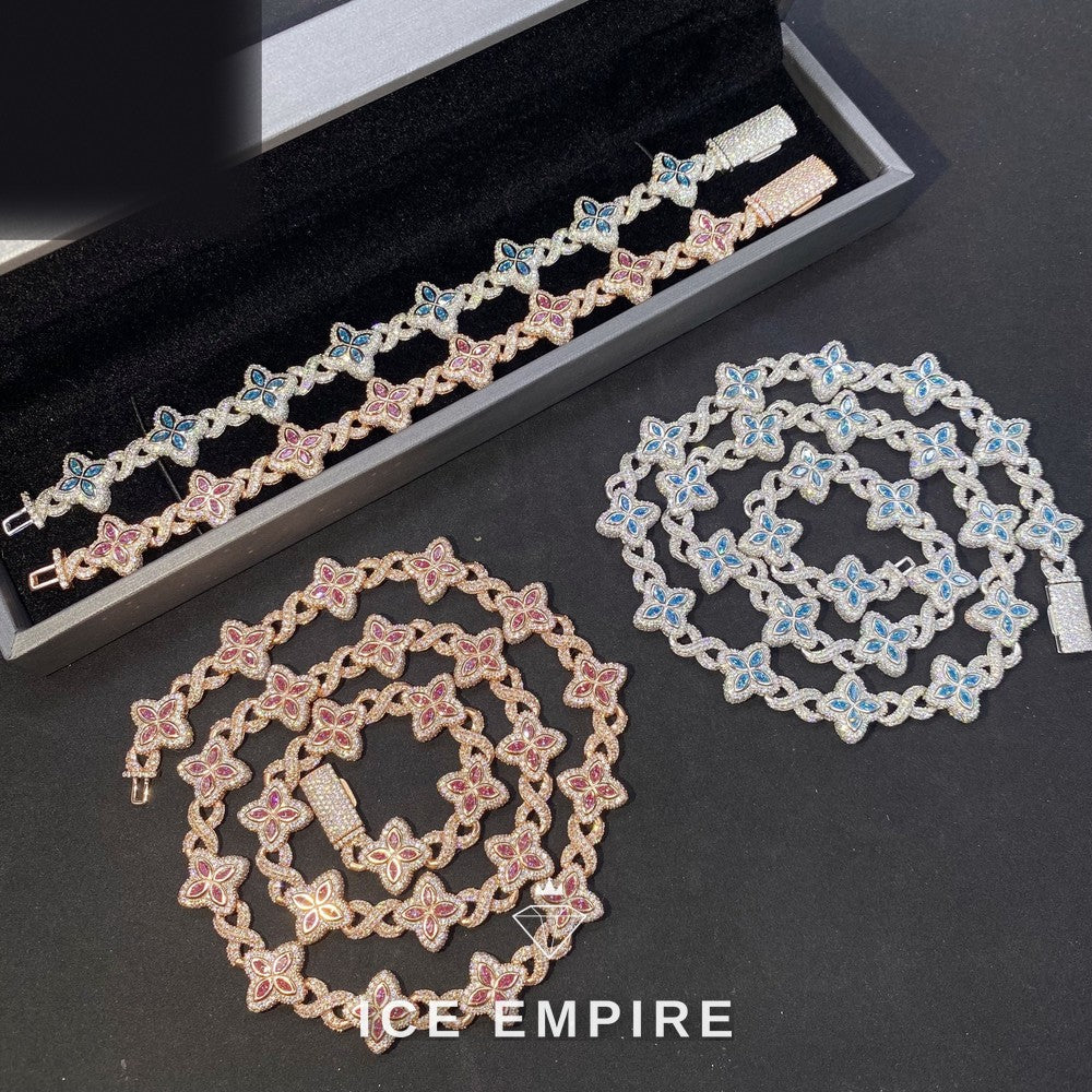 Iced Out 925 Silver Moissanite Cuban Chain