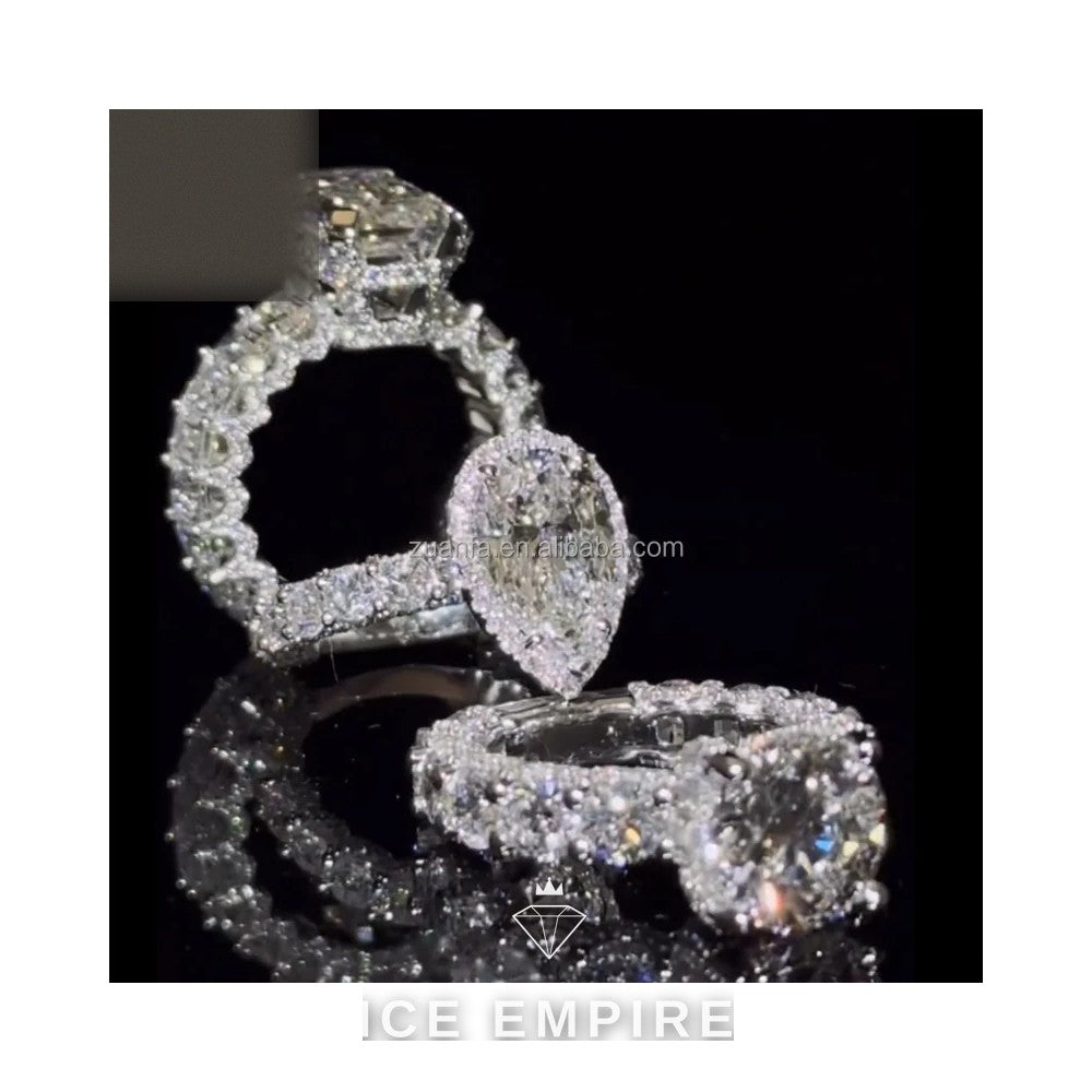 Iced Out 14K Gold Moissanite Wedding Band
