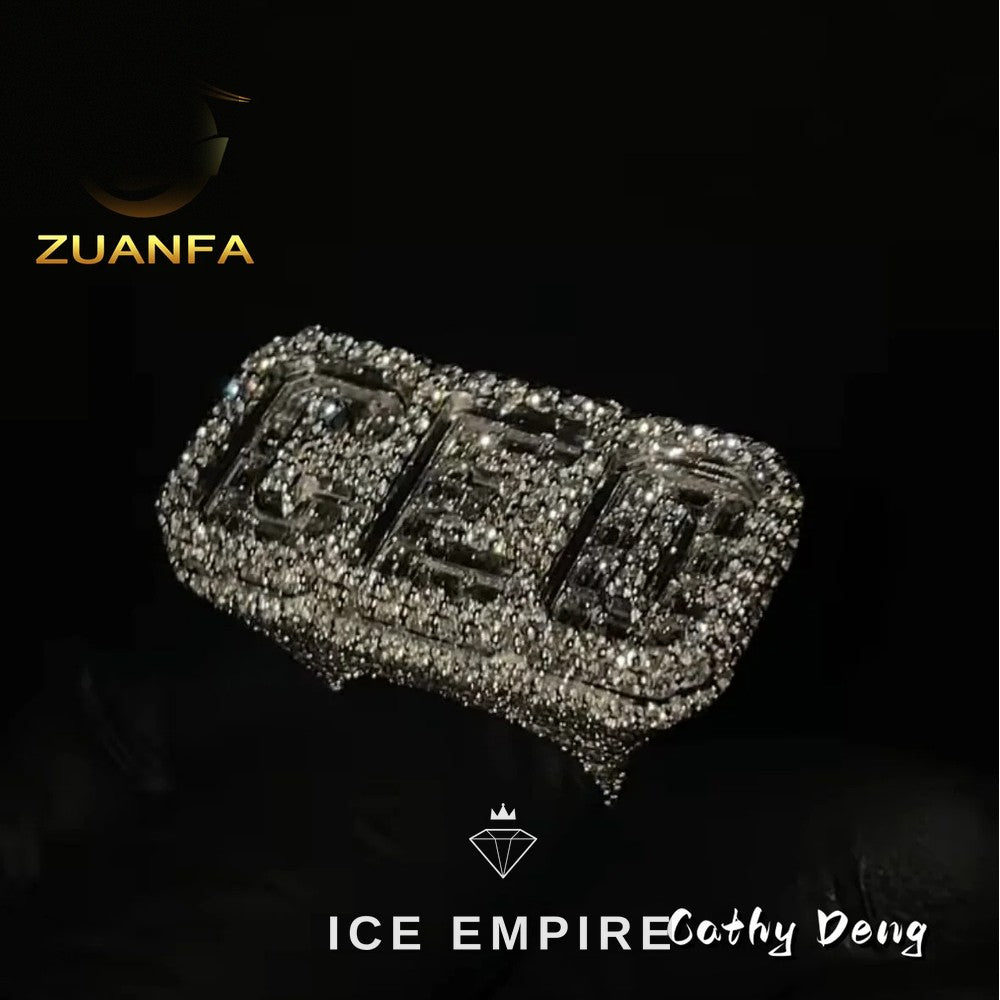 Iced Out Baguette 925 Silver Moissanite Ring