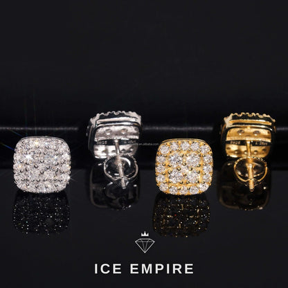 Iced Out Cluster Gold Plated Lab Grown Diamond Stud Earrings