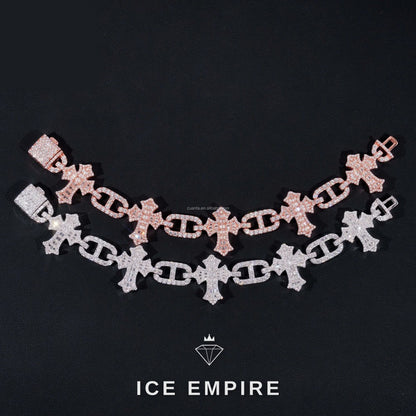 Iced Out Baguette 925 Silver Moissanite Cuban Chain