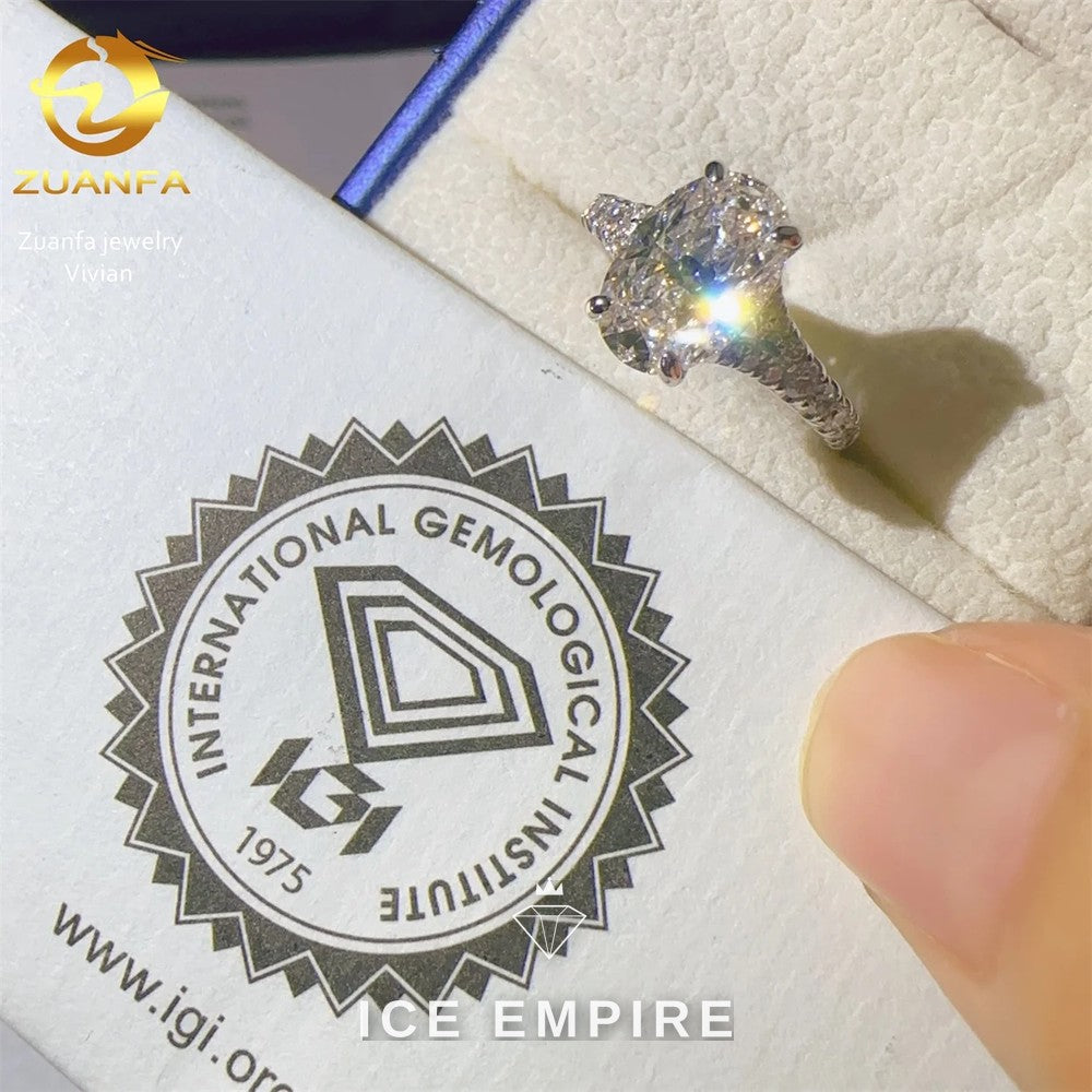 Iced Out Cluster 18K Gold Lab Grown Diamond Engagement Ring