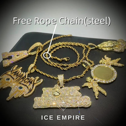 Iced Out Baguette 925 Silver Pendant