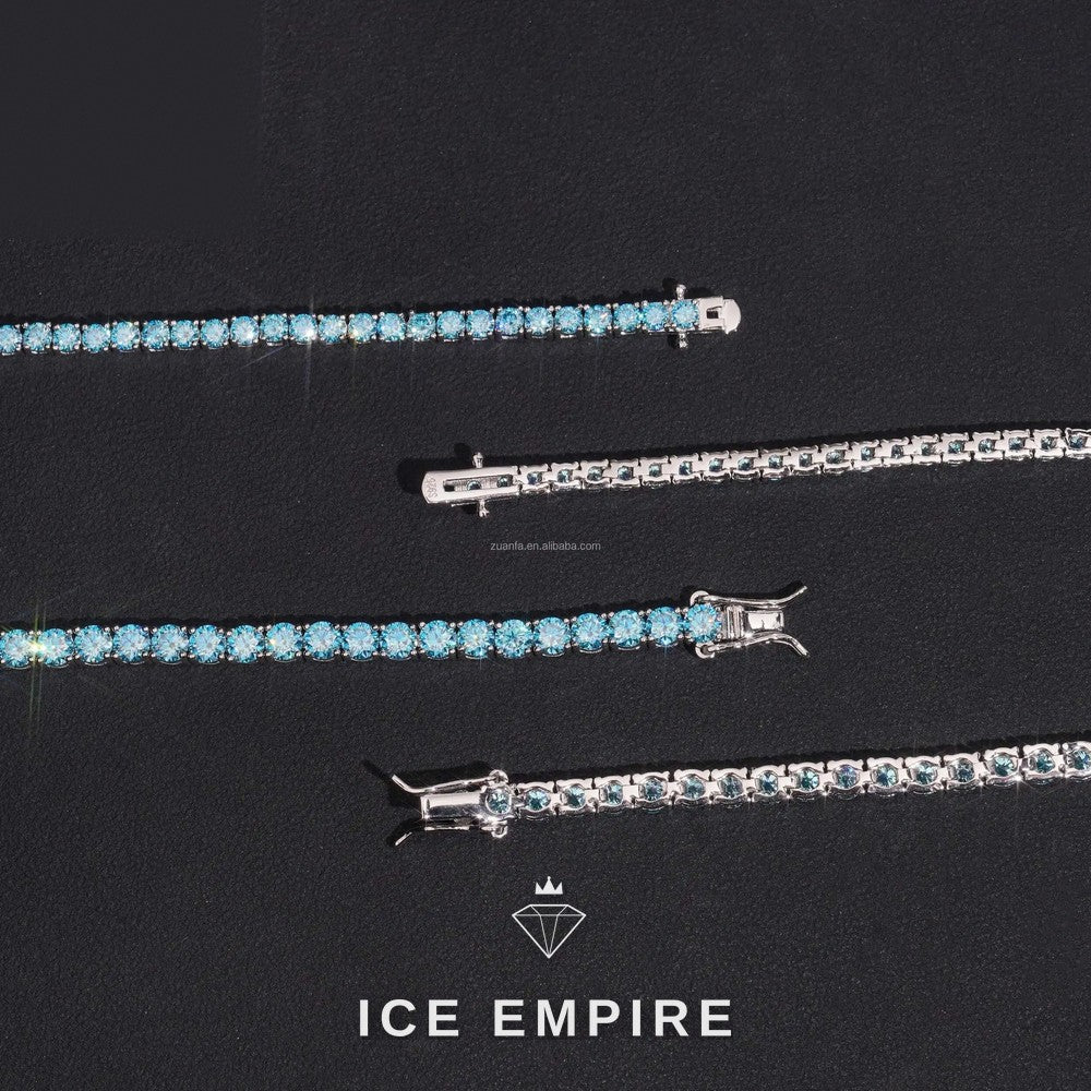 Iced Out 925 Silver Moissanite Tennis Chain