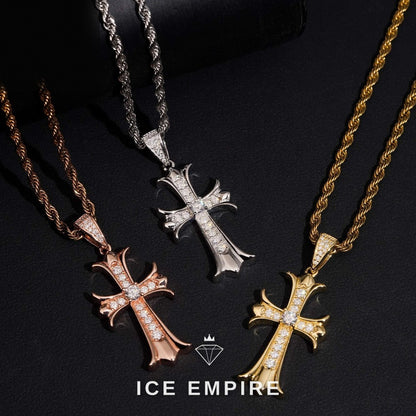Iced Out Cross Gold Plated Moissanite Pendant