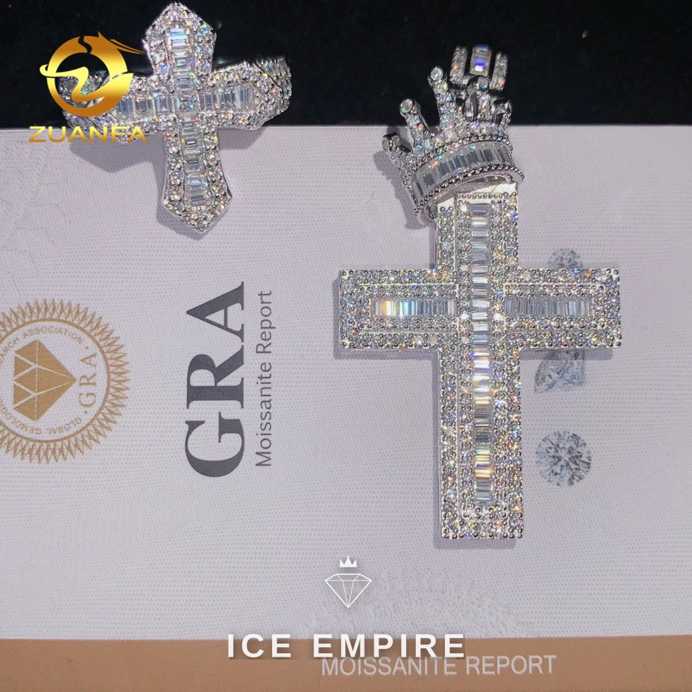 Iced Out Baguette 925 Silver Moissanite Pendant