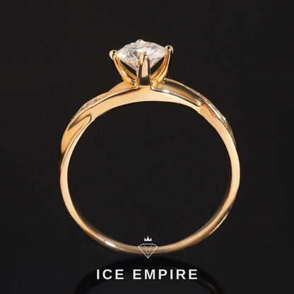 Iced Out Rose Gold Plated Moissanite Engagement Ring
