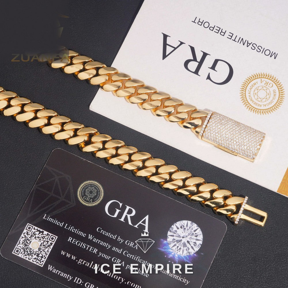 Iced Out Rose Gold Plated Moissanite Cuban Chain