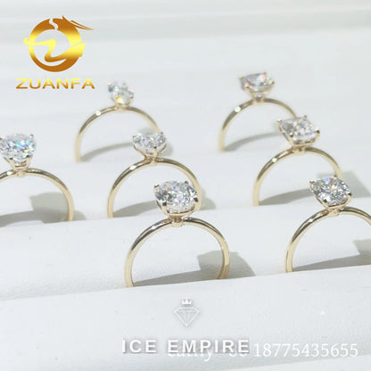 Iced Out 14K Gold Moissanite Engagement Ring