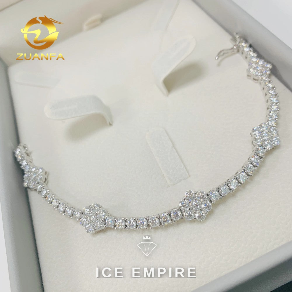 Iced Out Cluster Rose Gold Plated Moissanite Cuban Chain