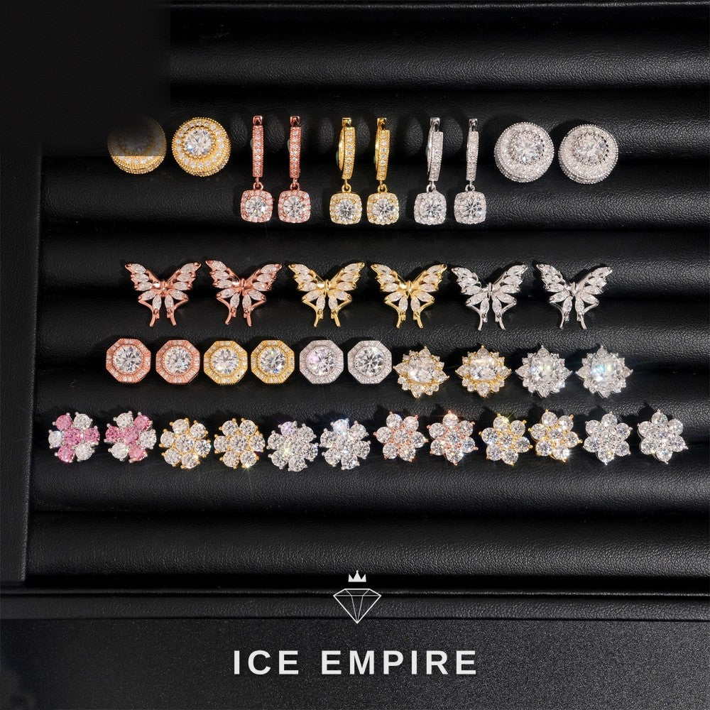 Iced Out 925 Silver Moissanite Earrings