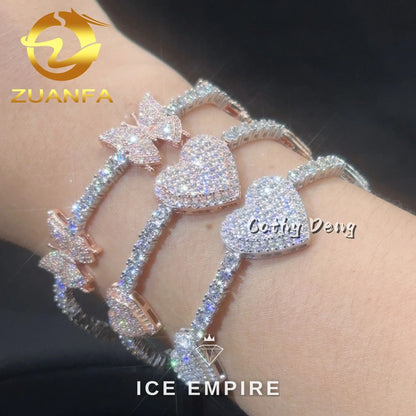 Iced Out Heart Rose Gold Plated Moissanite Cuban Chain