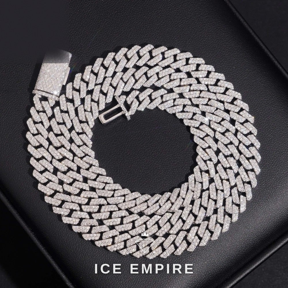 Iced Out 925 Silver Moissanite Cuban Chain