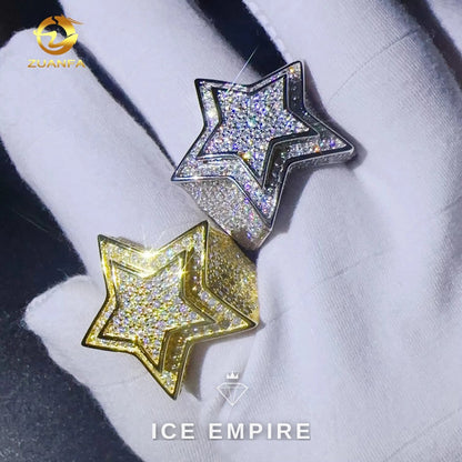 Iced Out 925 Silver Moissanite Ring