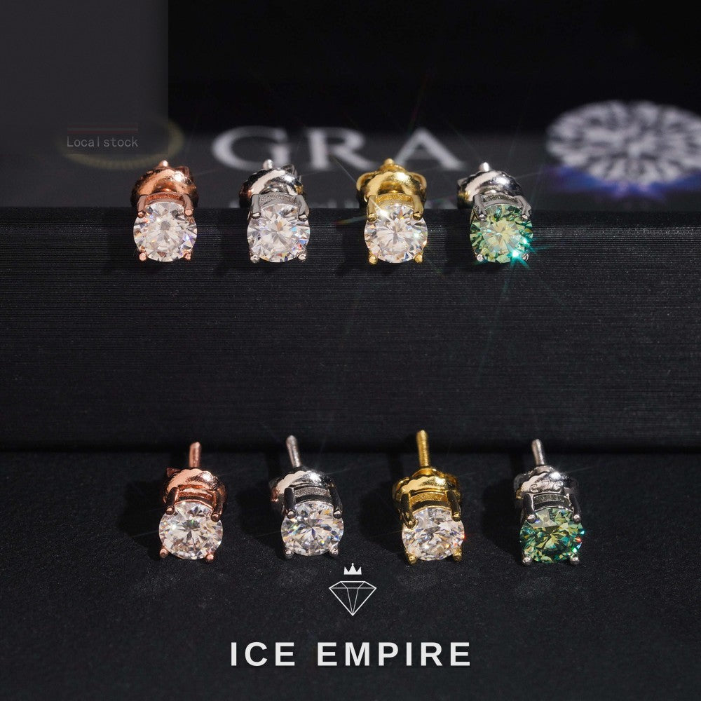 Iced Out 925 Silver Moissanite Stud Earrings