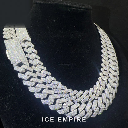 Iced Out 925 Silver Moissanite Cuban Chain