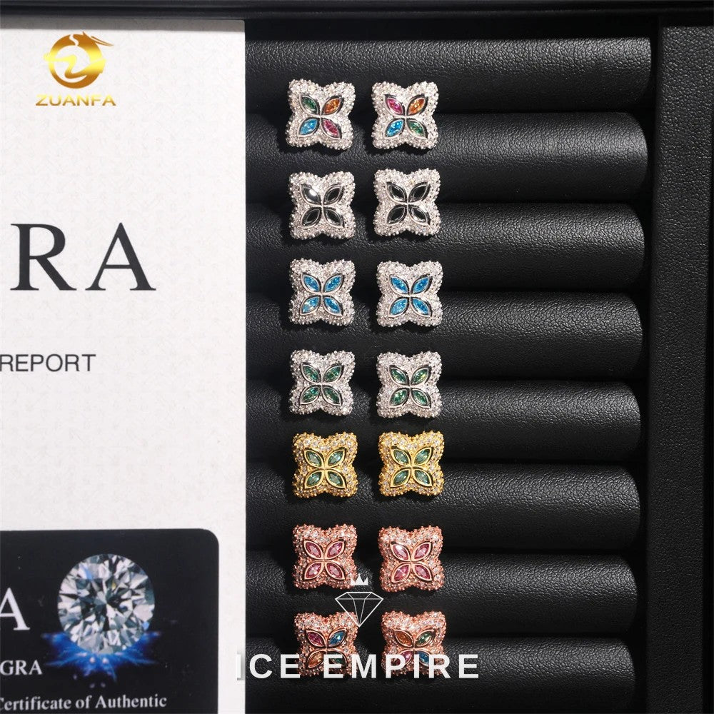 Iced Out 925 Silver Moissanite Stud Earrings