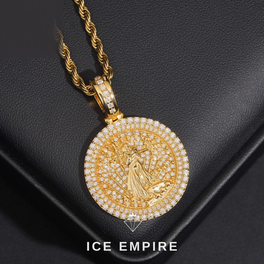 Iced Out 14K Gold Moissanite Pendant