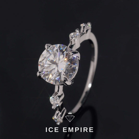 Iced Out 18K Gold Moissanite Engagement Ring