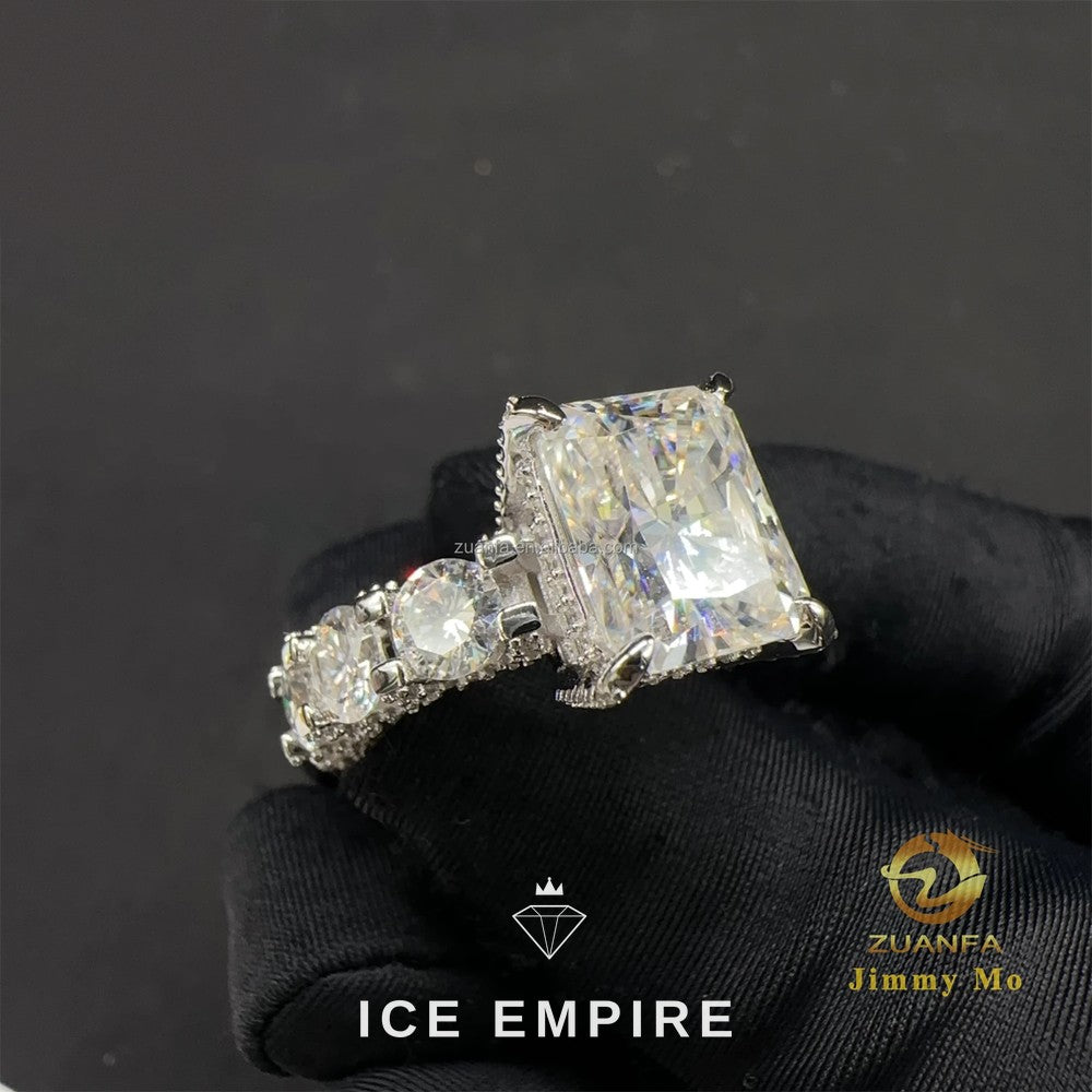 Iced Out 925 Silver Moissanite Engagement Ring