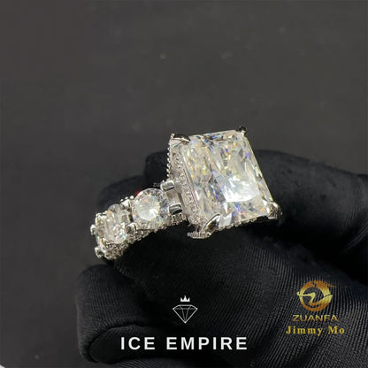 Iced Out 925 Silver Moissanite Engagement Ring