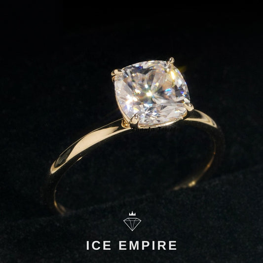 Iced Out 14K Gold Moissanite Engagement Ring