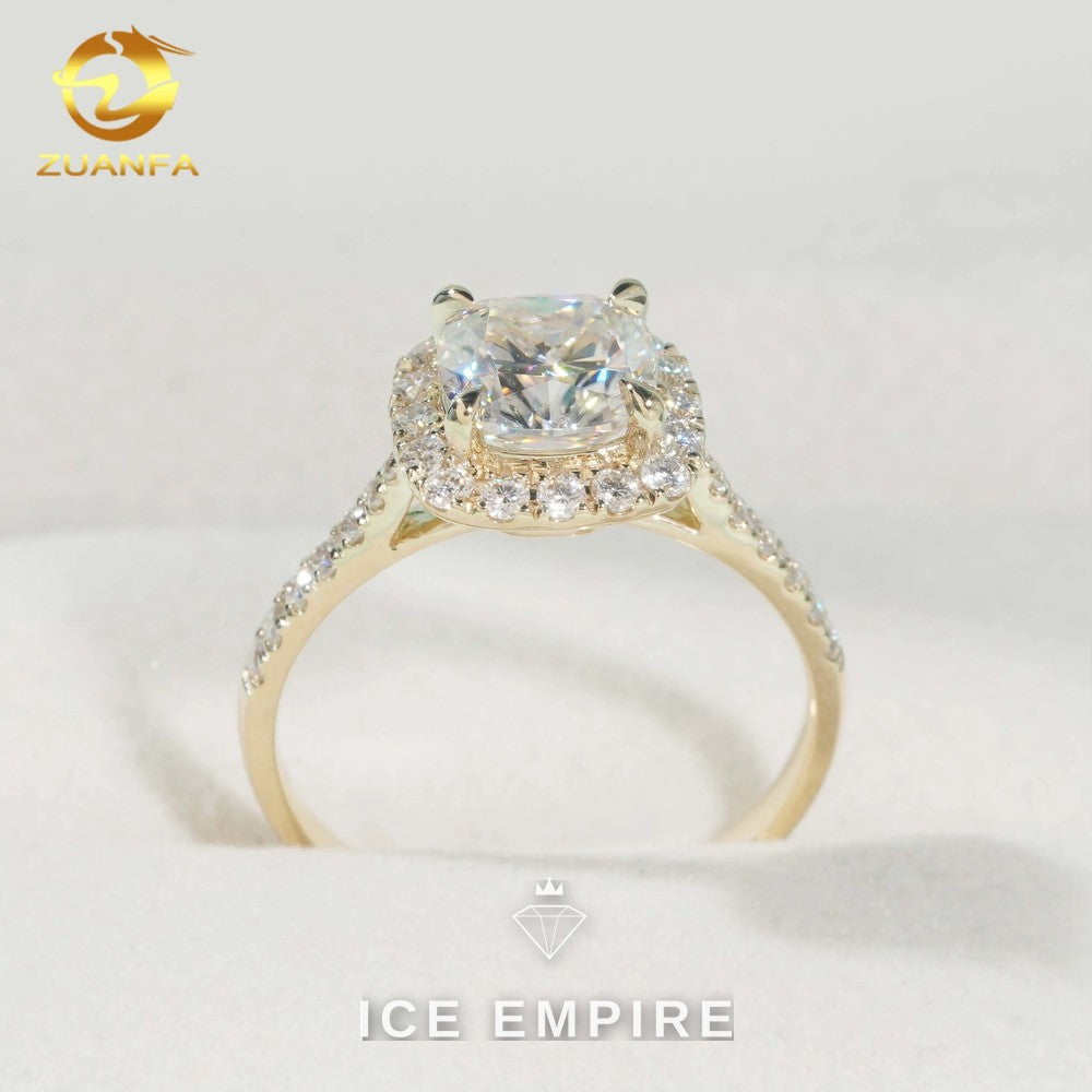 Iced Out 14K Gold Moissanite Engagement Ring